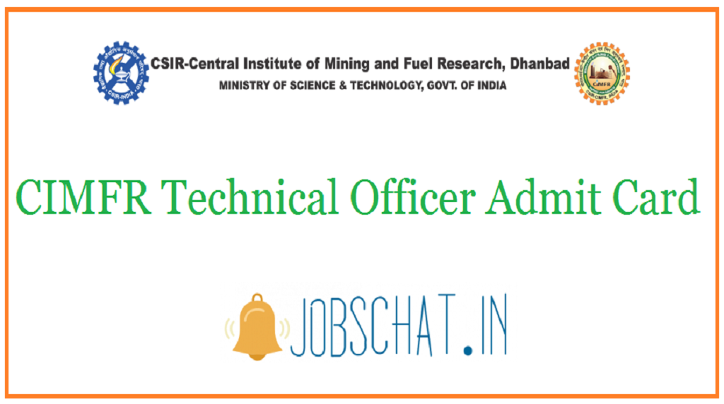 CIMFR Technical Officer Admit Card