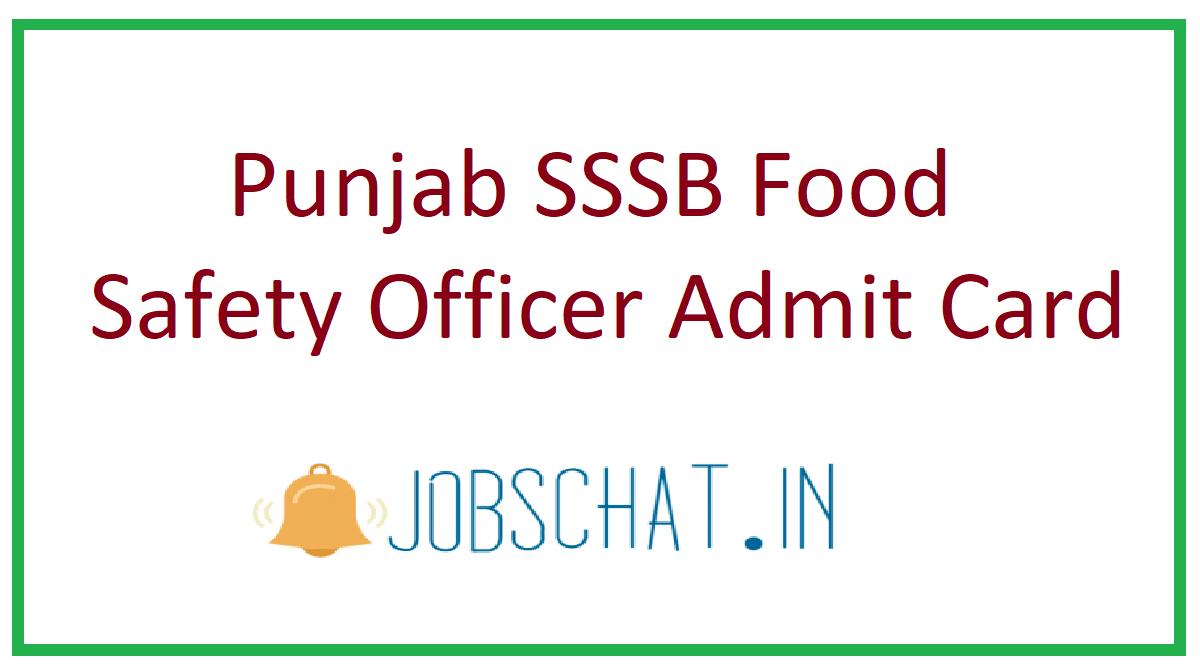 Punjab SSSB Food Safety Officer Admit Card 