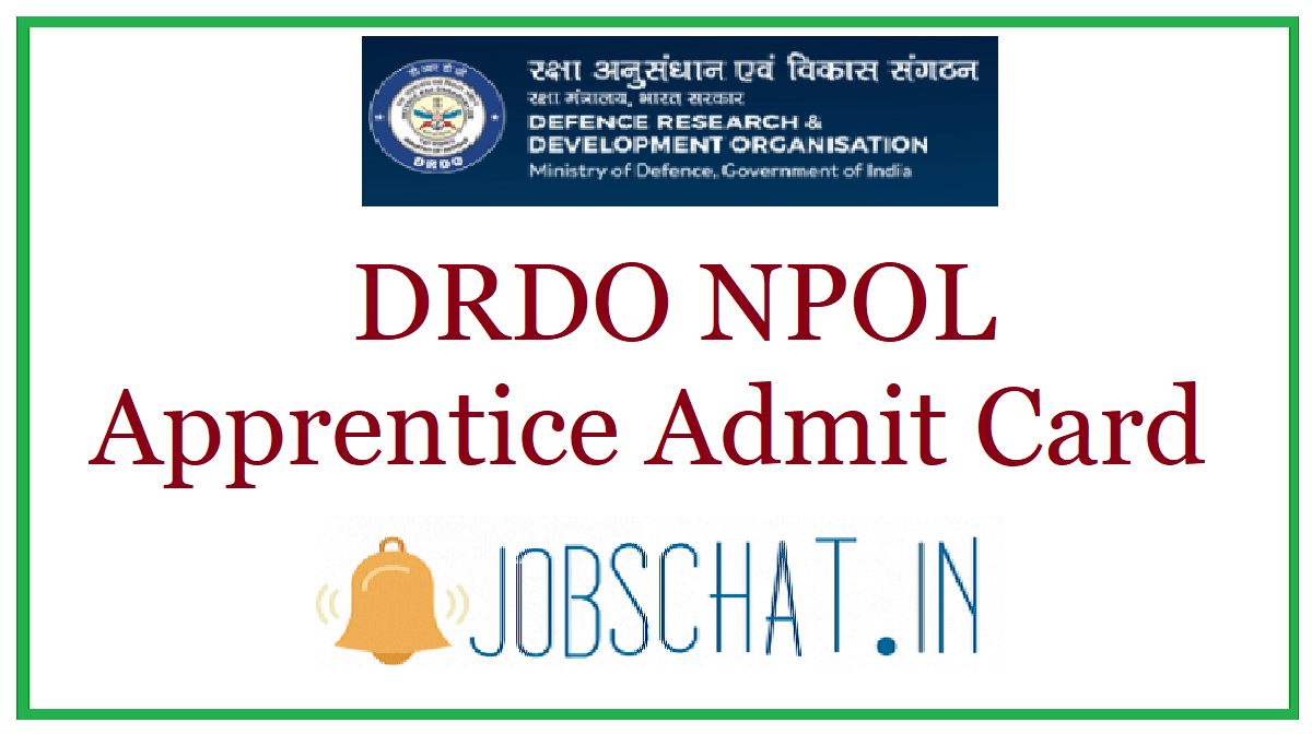 DRDO NPOL Apprentice Admit Card