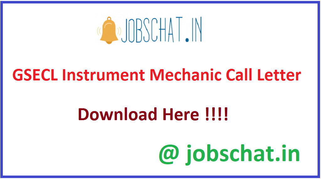 GSECL Instrument Mechanic Call Letter