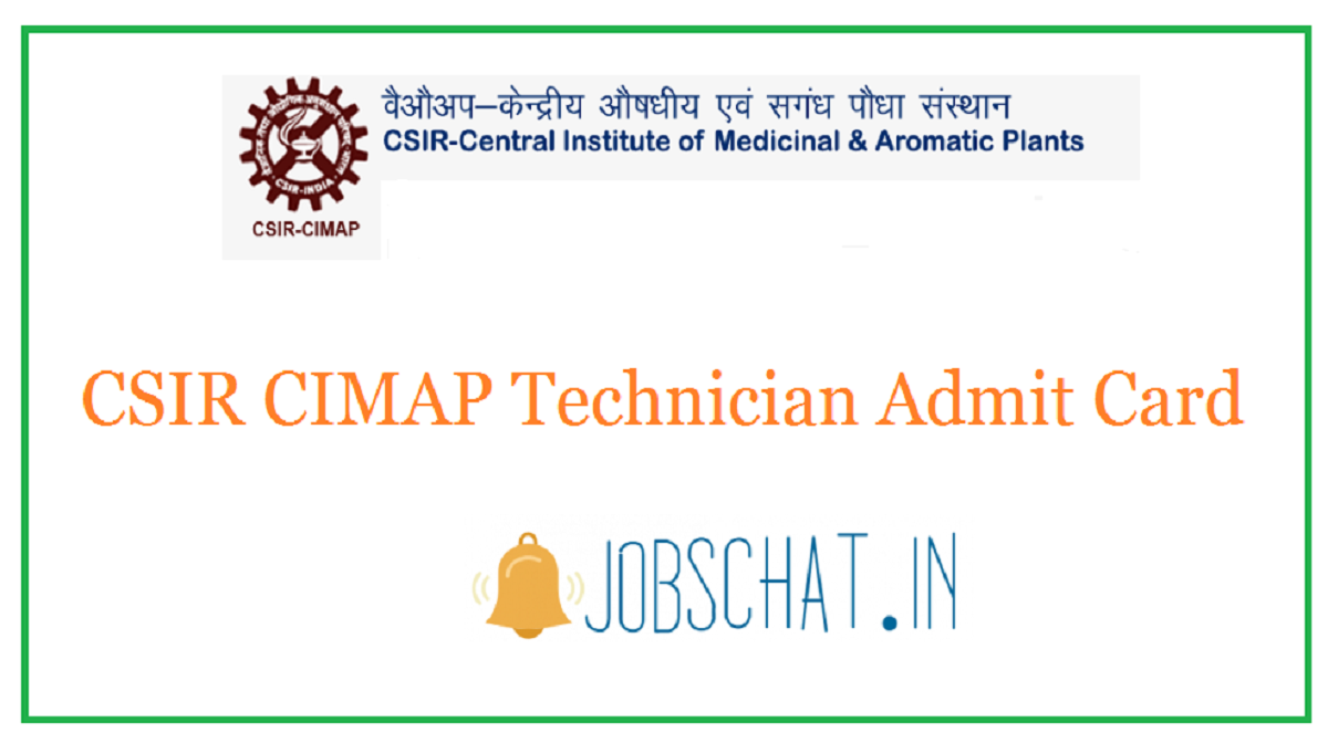 CSIR CIMAP Technician Admit Card