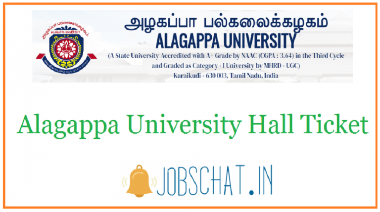 Alagappa University Hall Ticket 2021 Out - UG, PG Exams