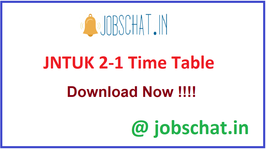 JNTUK 2-1 Time Table