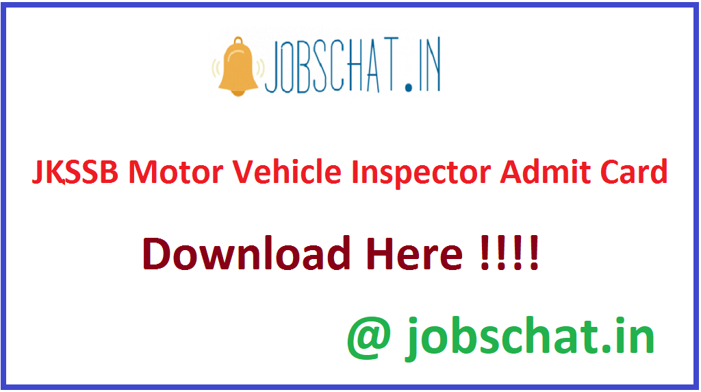 JKSSB Motor Vehicle Inspector Admit Card