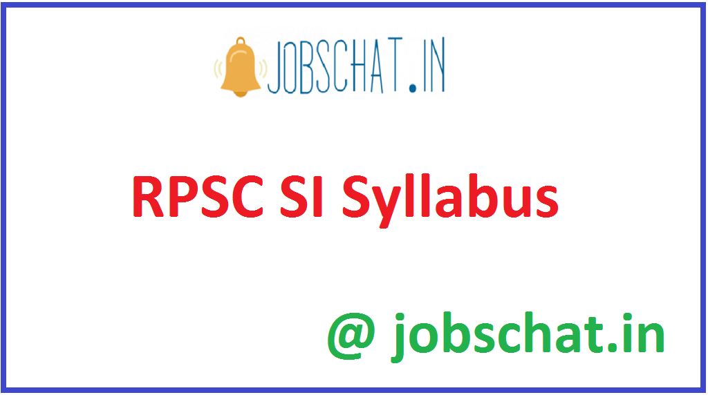 RPSC SI Syllabus
