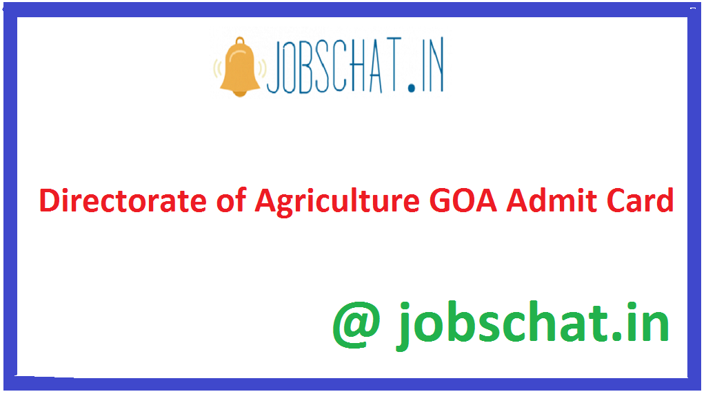 Directorate of Agriculture GOA Admit Card