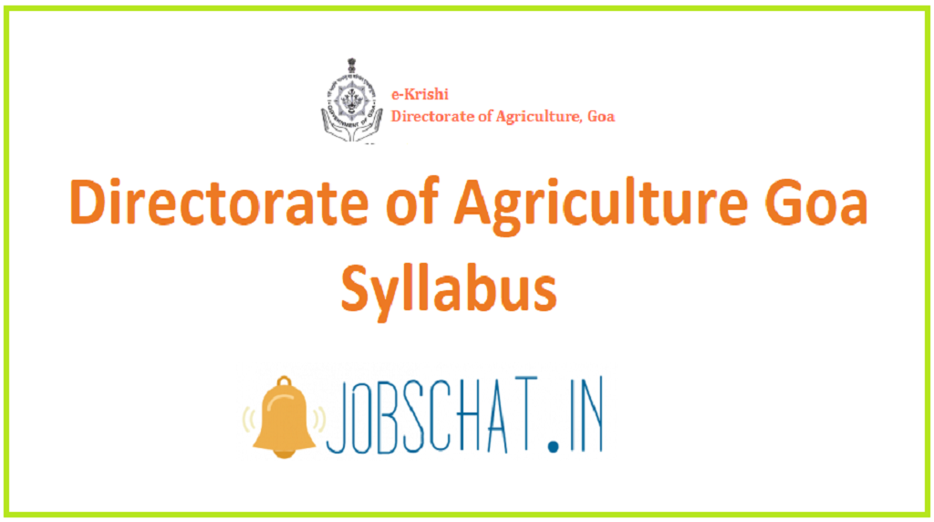 Directorate of Agriculture Goa Syllabus