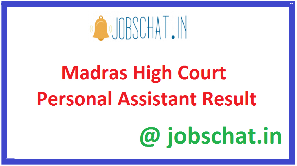 Madras High Court Personal Assistant Result