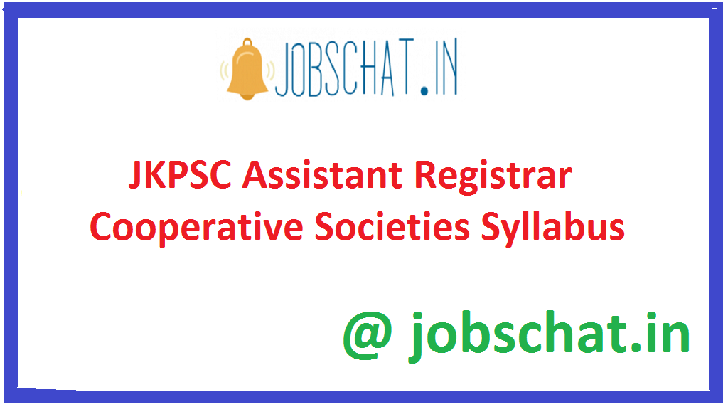 JKPSC Assistant Registrar Cooperative Societies Syllabus