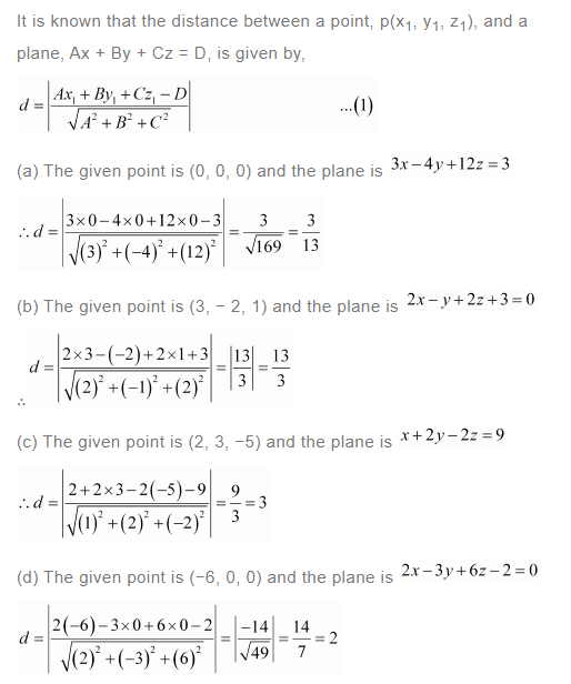NCERT Solutions For Class 12 Maths Chapter 11 Three Dimensional Geometry Ex 11.3 q 14(a)